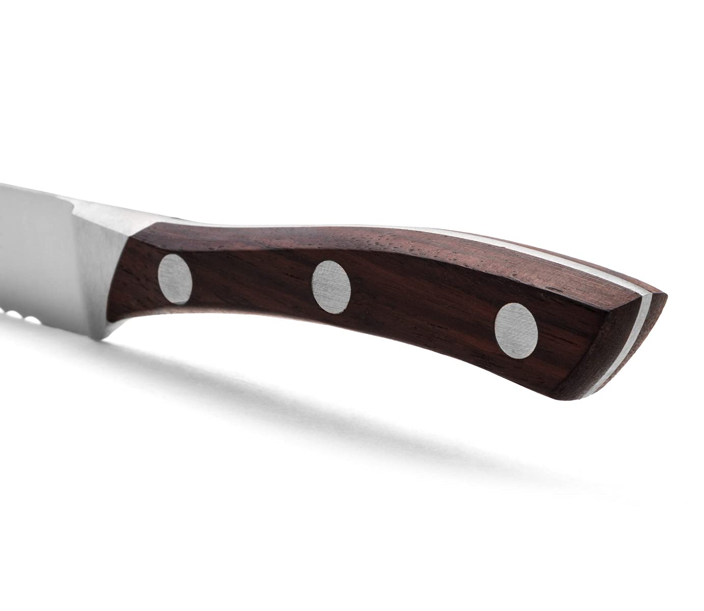 Arcos Forged Tomato Knife Serrated 5 Inch Stainless Steel 130 mm blade. Professional Cooking Knife. Ergonomic POM Handle. Serrated knife designed to cut tomatoes. Series Natura. Color Brown. - Image 3