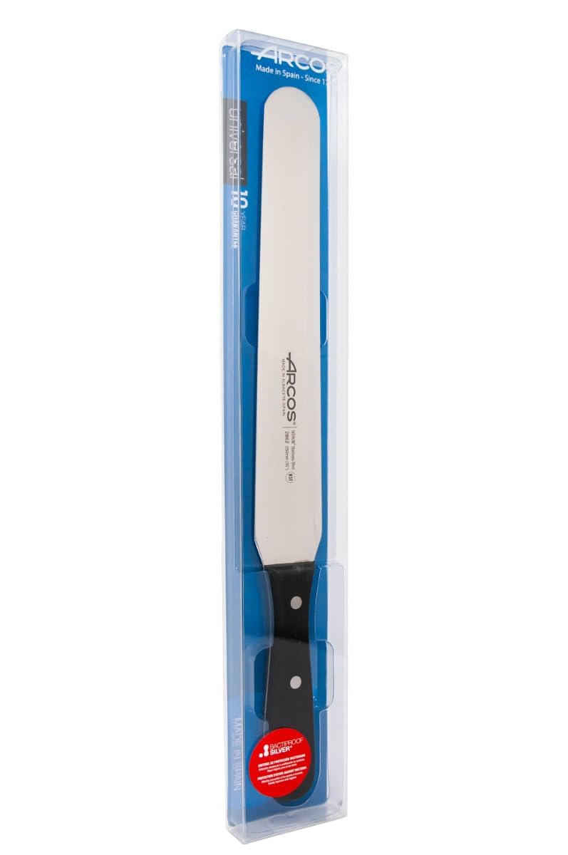 ARCOS Spatula 10 Inch Nitrum Stainless Steel and 250 mm blade. Ergonomic Polyoxymethylene POM Handle. Series Universal. Long, sturdy blade and serrated edge and serrated edge easily cuts. Color Black - Image 5