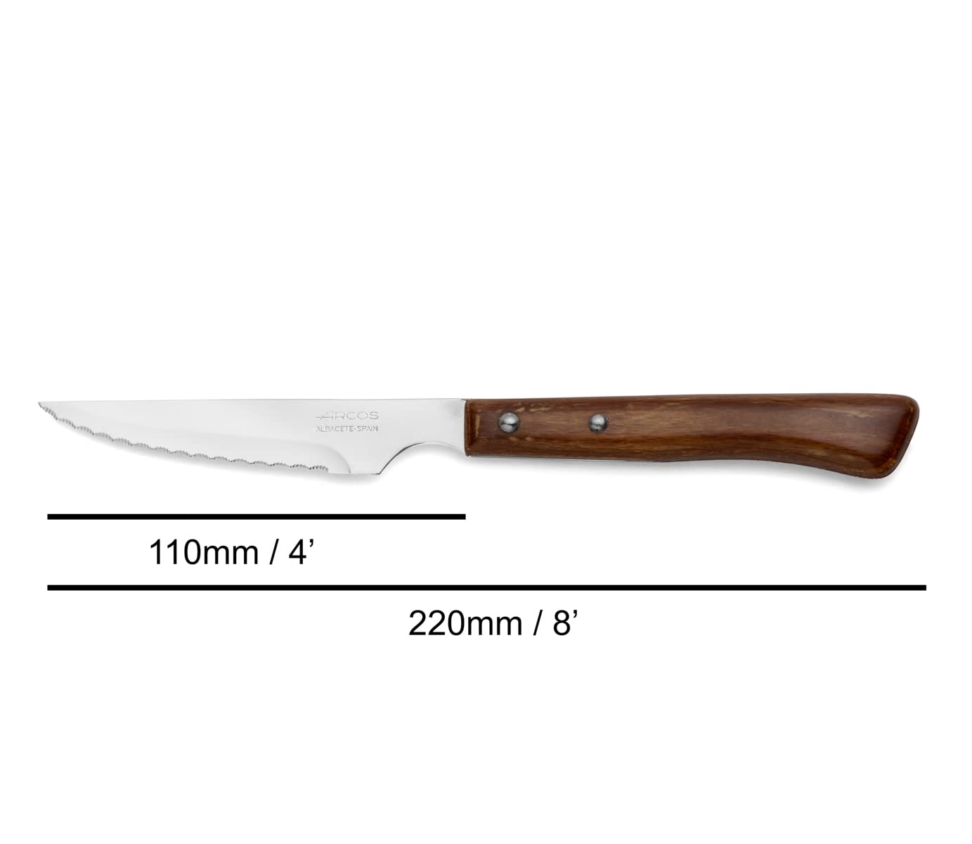Arcos Steak Set 12 pieces 4 Inch Nitrum Stainless Steel. Ergonomic Polyoxymethylene POM Handle and 110 mm knife Blade. Pocket Knife Pack with Pearl Edge for Cutting Meat. Series Mesa. Color Brown - Image 3